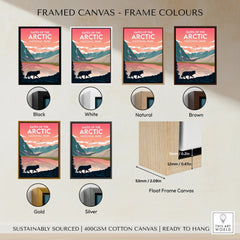 Gates of the Arctic National Park travel poster in six frame color options, float frame detail