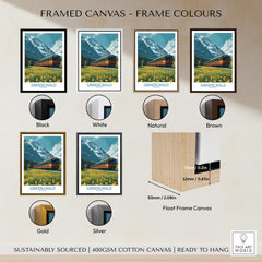 Grindelwald Switzerland Canvas Print | Swiss Alps Train Railway Scene Poster framed canvas color options