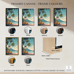 Honolulu Hawaii Travel Poster | Surf Van Beach Wall Art Print - Framed canvas options in various colors.