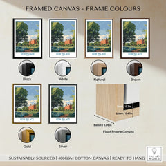 Framed Kew Palace art print in six frame color options: black, white, natural, brown, gold, silver.