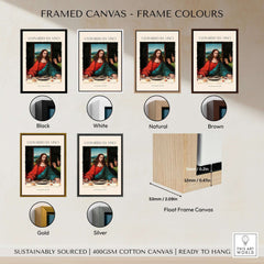 Framed canvas options for Leonardo da Vinci Art Print - The Last Supper Detail Christ 1498 Renaissance Mural Art Print.