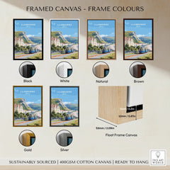 Framed Llandudno travel poster wall art with six frame color options, including sizing details.