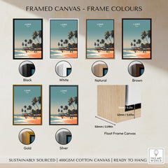 Lome Togo Poster Print Africa framed canvas options in various colors including black, white, natural, brown, gold, and silver.