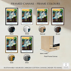 Cuyahoga Valley National Park framed canvas poster with six frame colour options, float frame detail.
