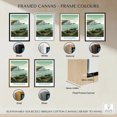 South Downs framed canvas wall art in six frame colors: black, white, natural, brown, gold, silver.