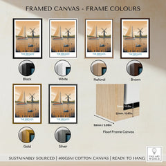 Framed canvas art print of The Broads with frame color options: black, white, natural, brown, gold, silver.