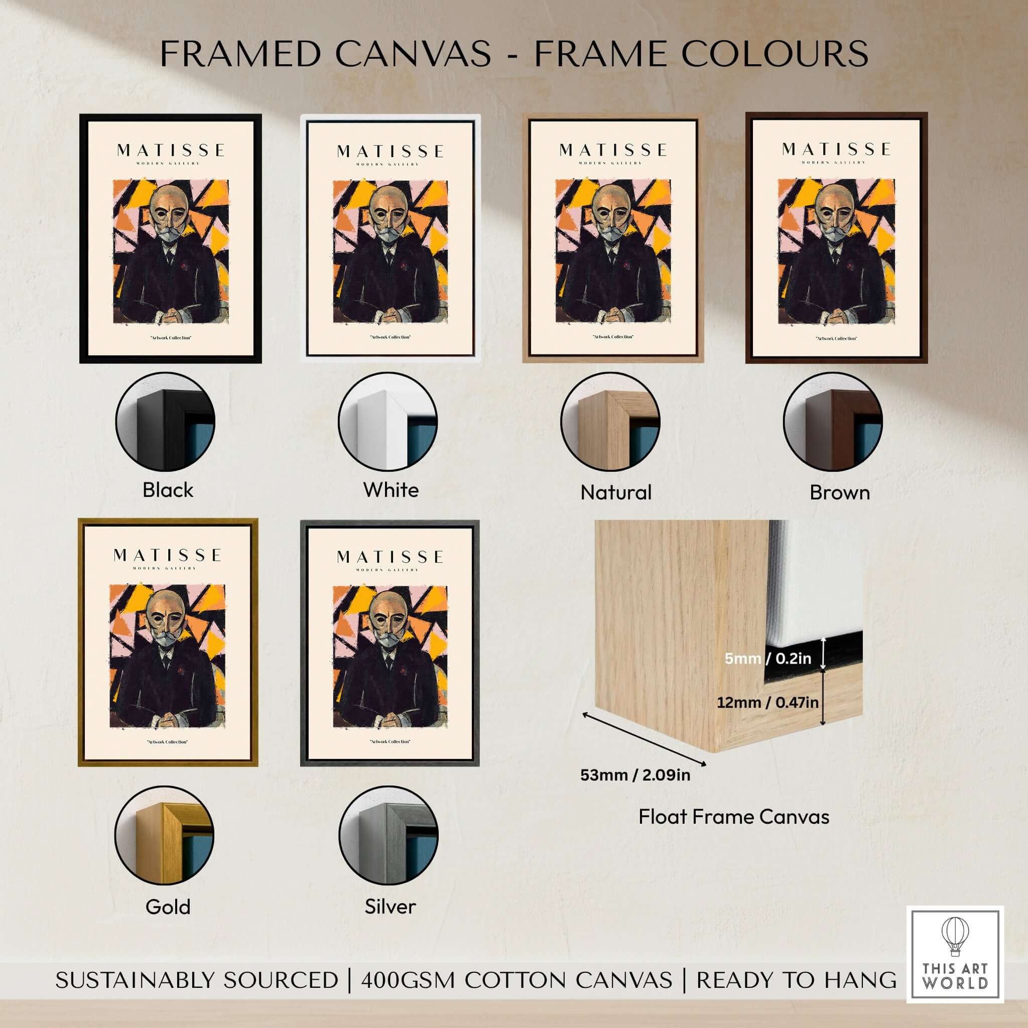 Matisse Art Prints - Portrait Man in Suit Geometric Wall Art framed canvas color options including black, white, natural, brown, gold, and silver.