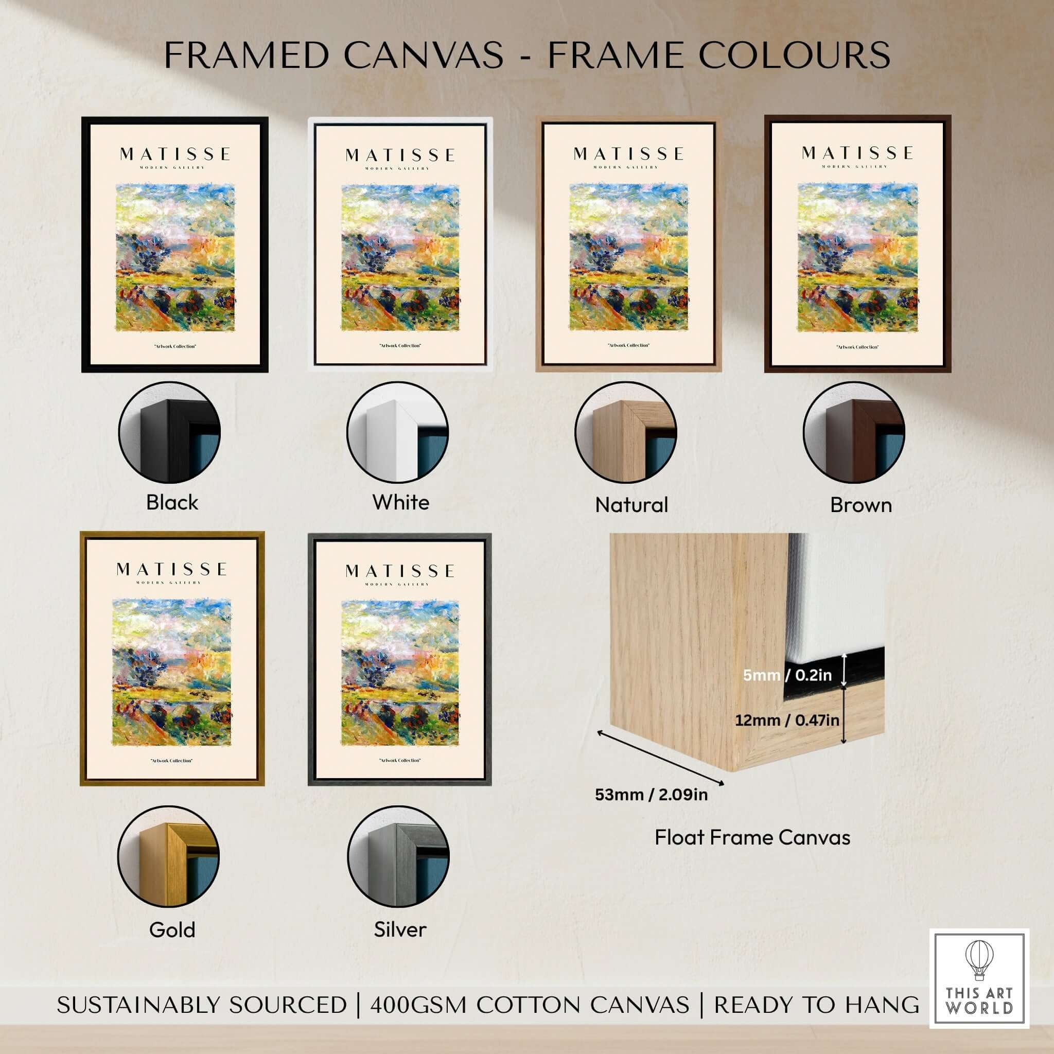 Matisse Art Prints - Abstract Painterly Landscape Bridge Poster framed canvas color options in black, white, natural, brown, gold, and silver.