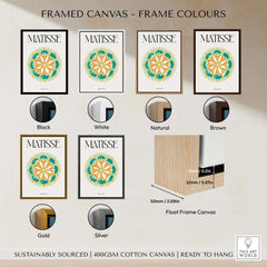 Framed canvas options for Matisse Art Print Rosace 1954 Rose Window Geometric Art Print in various colors and sizes.
