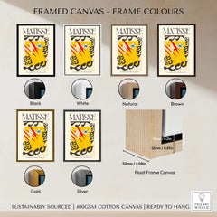 Matisse Nightmare of the White Elephant 1947 Abstract Art Print framed canvas options in various colors including black, white, and gold.