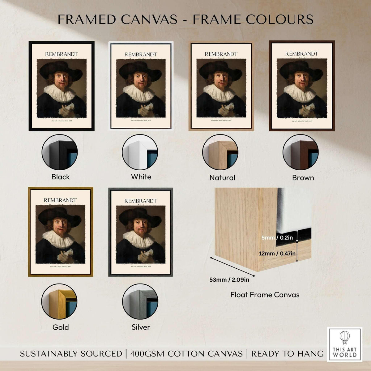 Rembrandt Man with Sheet Music 1633 Portrait Art Print Dutch Master Poster options framed in various colors
