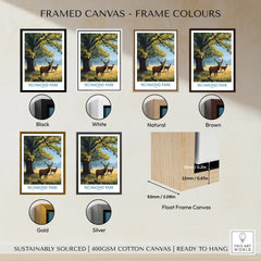 Richmond Park wall art framed canvas with six frame color options: black, white, natural, brown, gold, silver.