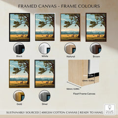 Richmond Park framed canvas print with six frame color options, landscape wall art.