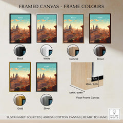 Rome Print framed canvas options in various colors: Black, White, Natural, Brown, Gold, Silver.
