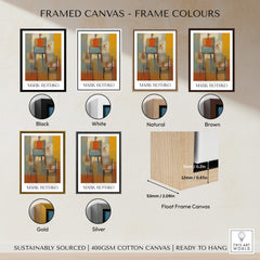 Framed canvas frame colors options including Black, White, Natural, Brown, Gold, and Silver for Rothko Style Emotional Abstraction Painting | Modern Abstract Wall Decor.