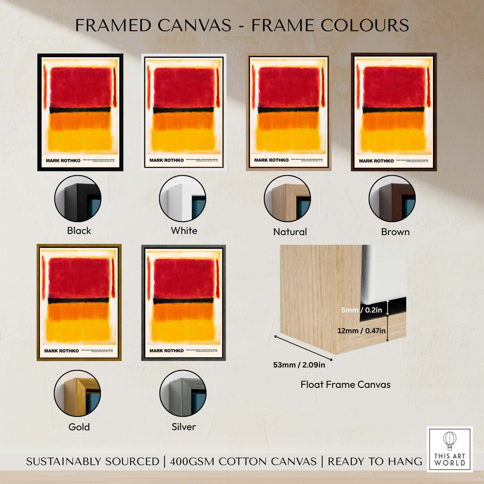 Mark Rothko Violet Black Orange Yellow 1949 Abstract Art Print Color Field Poster Guggenheim framed canvas options.