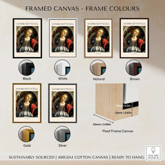 Framed canvas frame colours options for Botticelli Fortitude 1470 Allegory Virtue Art Print Renaissance Poster Wall Decor.