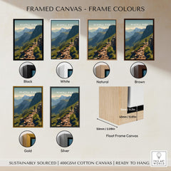 Framed canvas options for Scafell Pike Lake District Travel Poster | Mountain Valley View Wall Art Print.