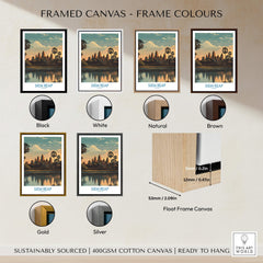 Siem Reap Canvas Print | Cambodia Khmer Poster framed in various frame colors including black, white, natural, brown, gold, silver.