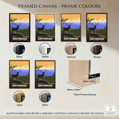 Great Smoky Mountains National Park framed canvas wall art in six frame color options