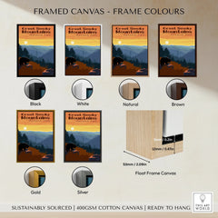 Great Smoky Mountains National Park travel poster framed canvas in six frame color options