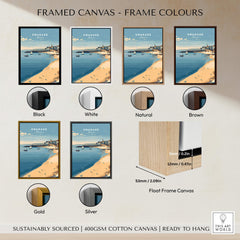 Swanage Dorset Travel Poster | English Coastal Town Wall Art Print framed in various colour options.