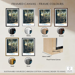 Framed canvas print options for Ta Prohm Cambodia Canvas Print | Iconic Tree Root Ruins Poster in various colors.