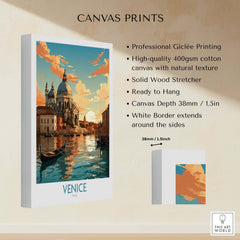 Canvas print of Venice, Italy featuring vibrant colors and iconic architecture, perfect for wall decor.
