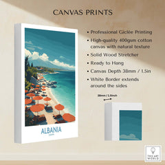 Albania Art Print | Beach Poster showcasing professional Giclée printing on high-quality canvas with vibrant colors.
