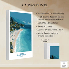Albania Art Print | Turquoise Water Coastal Wall Decor featuring professional Giclée printing on canvas.