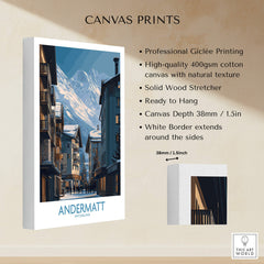Andermatt Switzerland Wall Art Print showcasing a picturesque alpine scene, ready to hang on your wall.