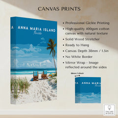 Anna Maria Island beach canvas print with palm trees, ocean view, and sandy path details.