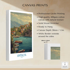 Antalya Turkey Harbour Cliff Art Print | Taurus Mountains View Poster showcasing high-quality canvas print details.