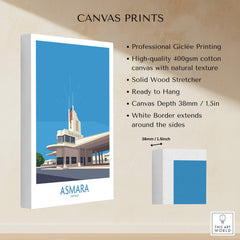 Asmara Eritrea Print – Fiat Tagliero Poster showcasing professional giclée printing and details of the canvas.