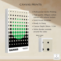 Bauhaus Exhibition Prints - Abstract Circle Pattern Art Print Green Black Dot Gradient showcasing professional Giclée printing.