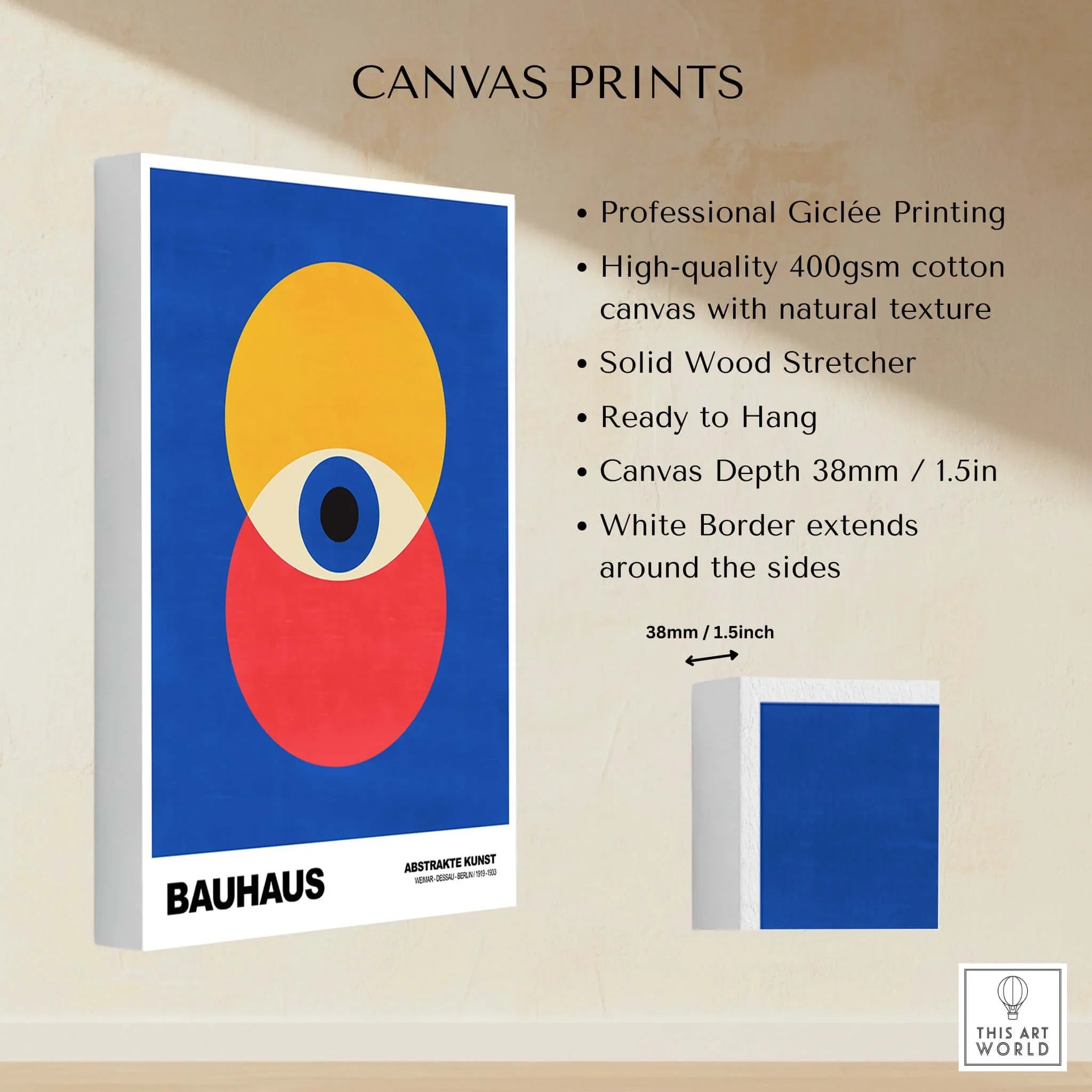 【 Bauhaus - 作品03-1】 額装品・500×500mm／マット仕様 Bauhaus Eye Circles Poster | Abstract Art Print – This Art World