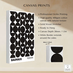 Bauhaus Exhibition Prints - Geometric Circle Shapes Art Print Black White Pattern featuring professional Giclée printing.