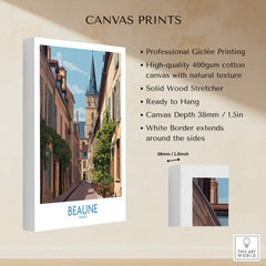 Beaune France Wall Art – Village Print displaying a picturesque scene of Beaune with professional giclée printing.
