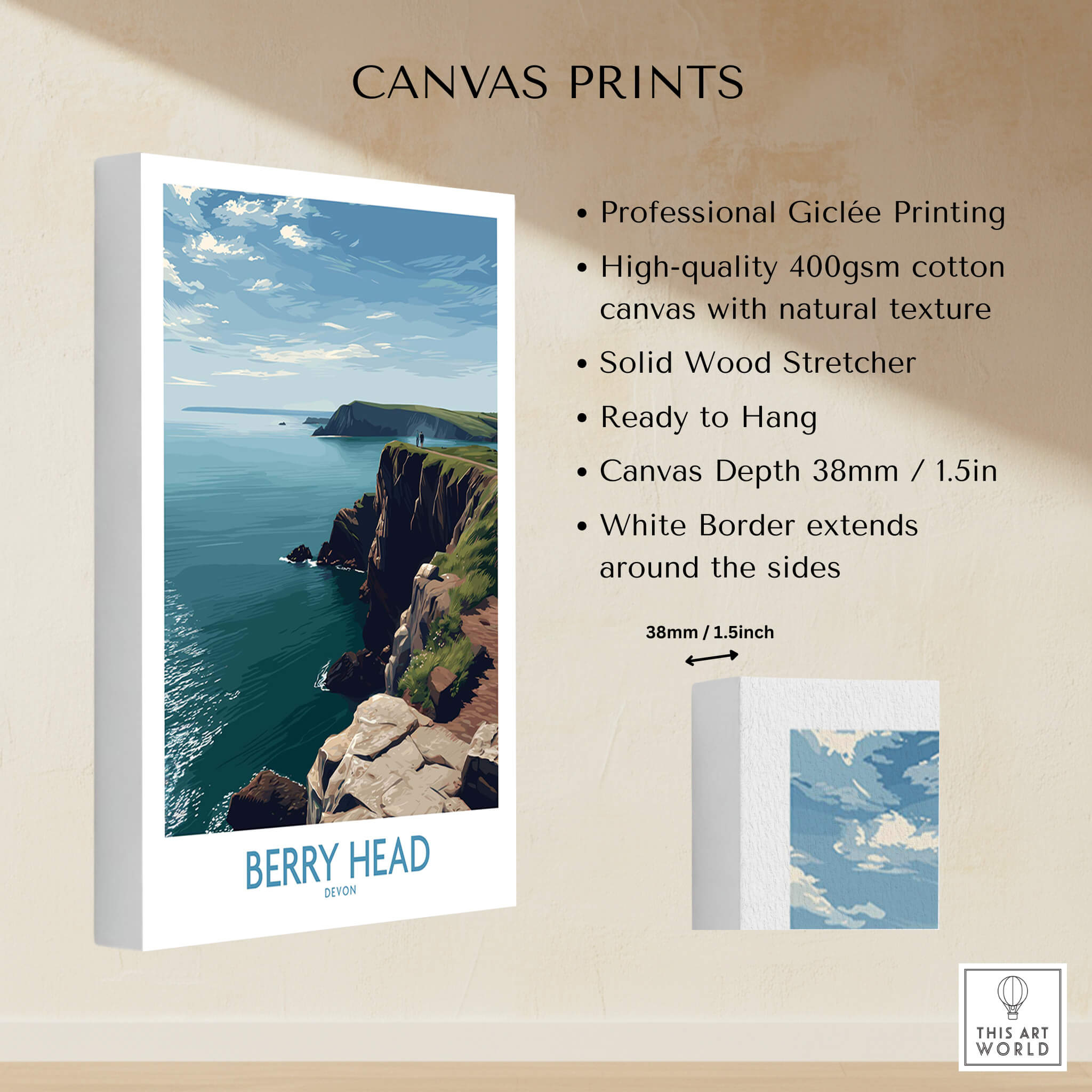Berry Head Devon Wall Art – English Coast Print showcasing Devon's coastal landscape and high-quality Giclée printing.