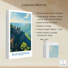 Blue Mountains Australia canvas print with vibrant landscape and gallery-wrapped cotton canvas.