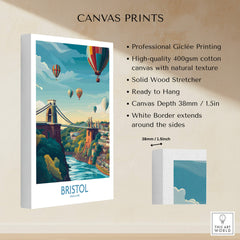 Bristol Canvas Print - Wall Art Poster showcasing vibrant hot air balloons over the iconic Bristol landscape.