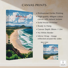 Byron Bay Beach Print - Australia Wall Art showcasing professional giclée printing on high-quality canvas.