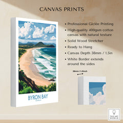 Byron Bay Wall Art Print Australia featuring stunning coastline and lush landscape with professional Giclée printing.