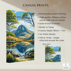 Cadair Idris Wales canvas print with mountain landscape, lake reflection, and vivid colors.