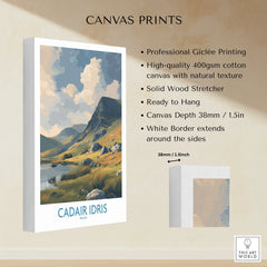 Stretched canvas print of Cadair Idris Wales mountain landscape with white border, ready to hang.