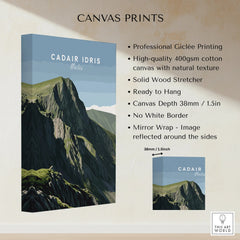 Canvas print of CADAIR IDRIS Wales mountain landscape, ready-to-hang wall art details