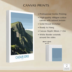 CADAIR IDRIS Wales mountain canvas print, stretched cotton with white border, ready to hang