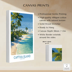 Captiva Island Florida Print – Sunny Shoreline and Tropical Palm Decor showcasing vibrant beach scene and palm trees.