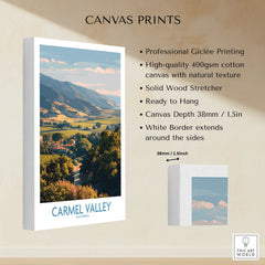 Carmel Valley California canvas print featuring scenic landscape, cotton canvas, white border