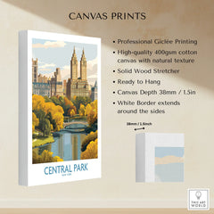 Central Park New York canvas print with autumn trees and skyline, gallery wrapped, ready to hang